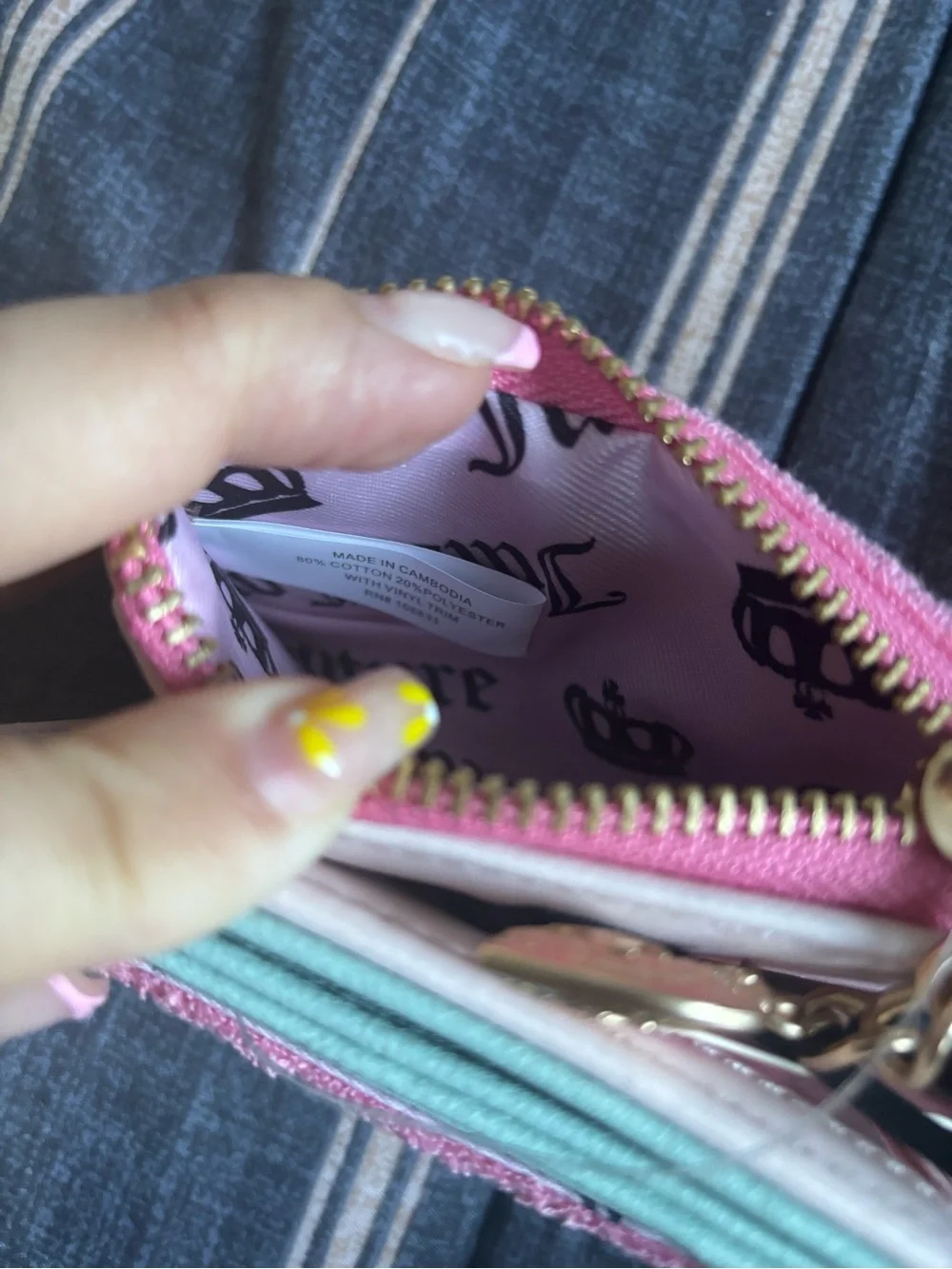 Juicy Couture Pink Terry Card Holder with Mint Trim